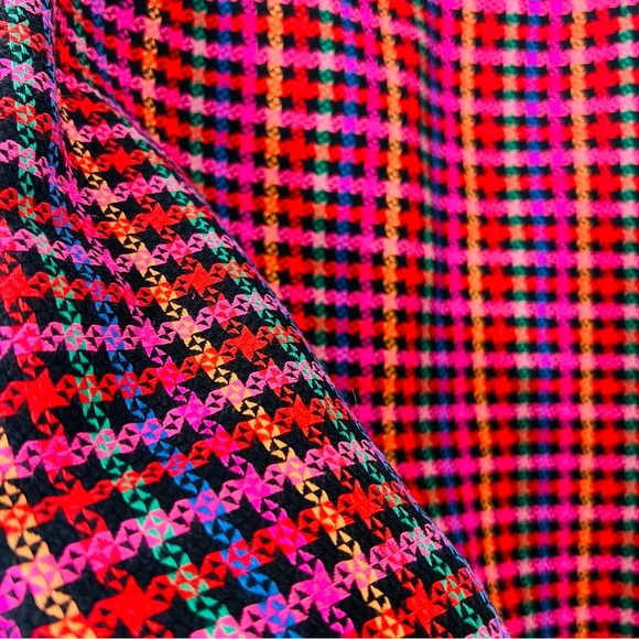 Vintage 90s Botston Proper Rainbow 🌈 Houndstooth Mini Skirt - Picture 3 of 9